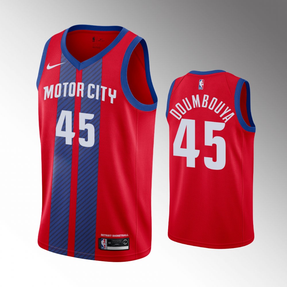 Men's Detroit Pistons #45 Sekou Doumbouya Red Stitched Jersey